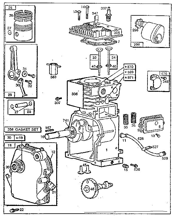 Cylinder Assembly Diagram and Parts List for 80212  Briggs and Stratton Engine